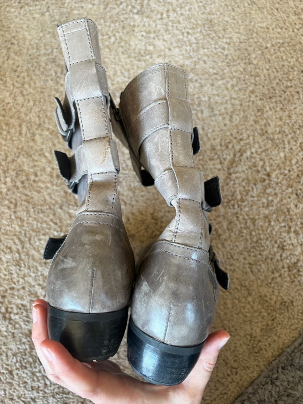 Born Gray Buckle Short-Heeled Boots - Picture 3 of 9